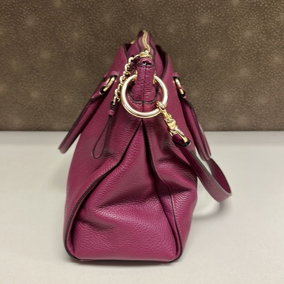 🔥🔥🔥Coach Purple Leather Top Handle Satchel Handbag Shoulder Bag - Picture 9 of 15